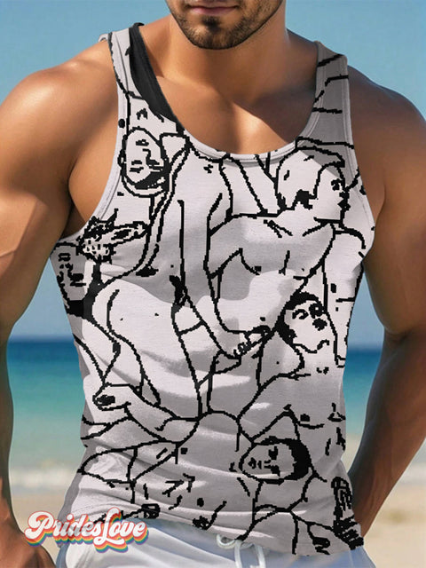 Men’s LGBTQ Gay Pride Fun Art Print Tank Top Multicolor / S