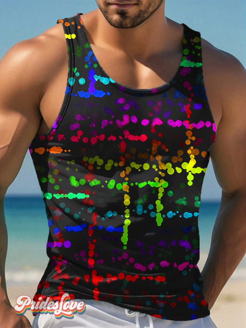 Men’s LGBTQ Gay Pride Rainbow Art Print Tank Top Multicolor / S