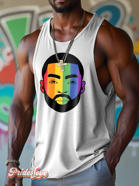 Men’s Lgbtq Gay Pride Rainbow Black Man Art Casual Tank Top Multicolor / S