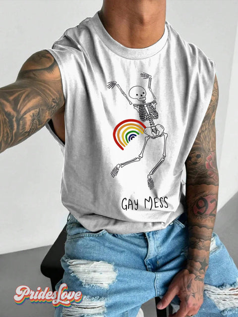 Men’s Lgbtq Gay Pride Rainbow Mass Art Print Wide Shoulder Vest