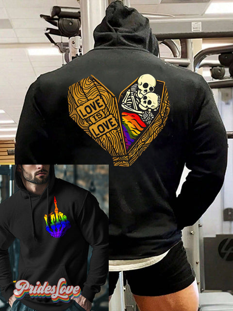 Men’s Lgbtq Gay Pride Skull Love Is Art Print Casual Hoodie Sweatshirt Multicolor / S