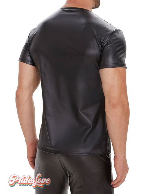 Men’s Matte Leather Short Sleeve T-Shirt