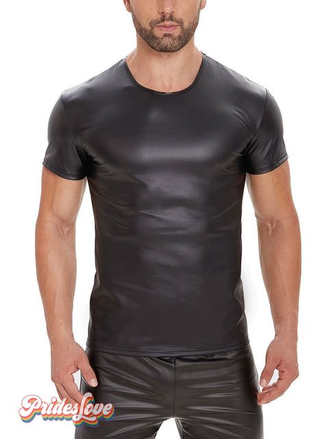 Men’s Matte Leather Short Sleeve T-Shirt