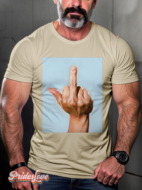 Men’s Middle Finger Hand Pride Casual Print T-Shirt