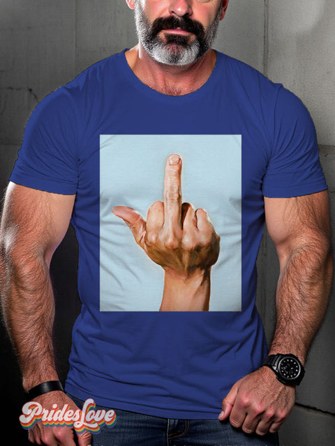 Men’s Middle Finger Hand Pride Casual Print T-Shirt