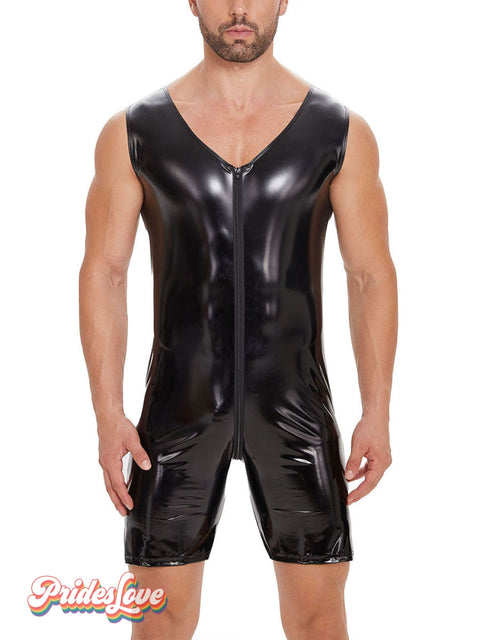 Men’s Mirrored Leather Jumpsuit
