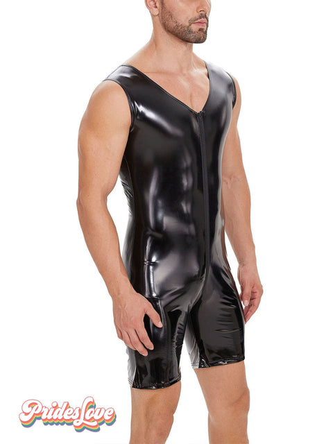 Men’s Mirrored Leather Jumpsuit