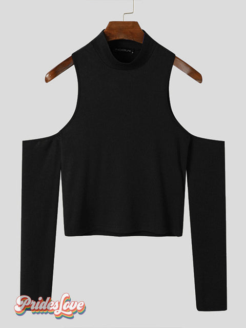 Men’s Off Shoulder Long Sleeved Casual T-Shirt
