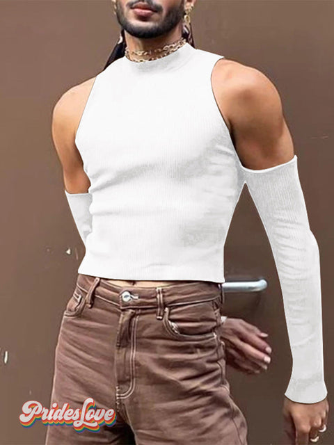 Men’s Off Shoulder Long Sleeved Casual T-Shirt White / M