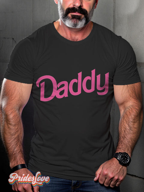 Men’s Pink Daddy Pride Casual Print T-Shirt Black / S
