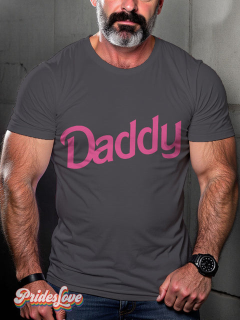Men’s Pink Daddy Pride Casual Print T-Shirt Grey / S