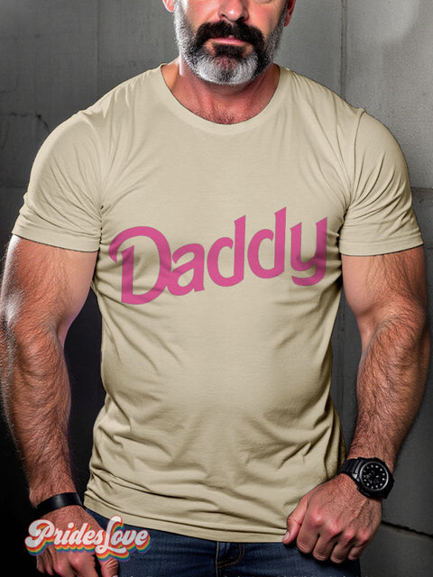 Men’s Pink Daddy Pride Casual Print T-Shirt Sand / S