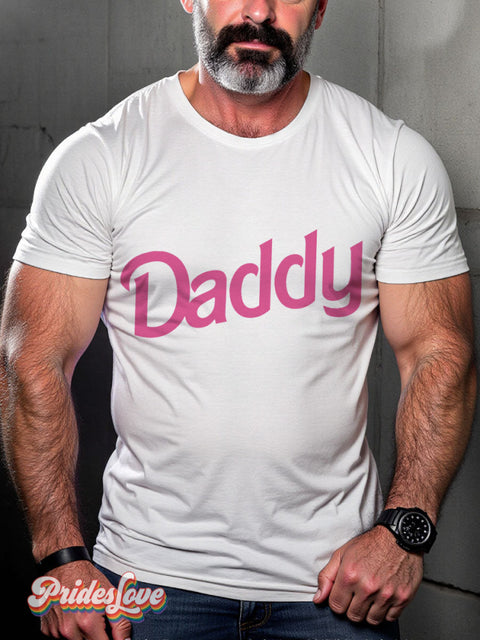 Men’s Pink Daddy Pride Casual Print T-Shirt White / S