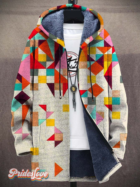 Men’s Plush Thick Loose Long-Sleeved Coat Cardigan Colorful / M
