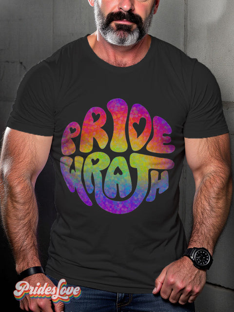 Men’s Pride And Wrath Gay Casual Print T-Shirt Black / S