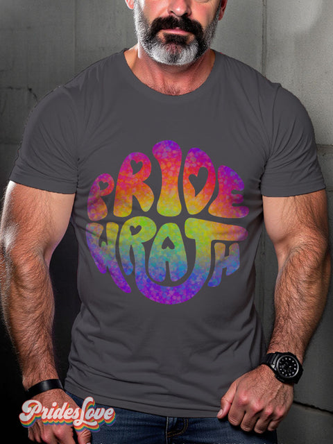 Men’s Pride And Wrath Gay Casual Print T-Shirt Grey / S