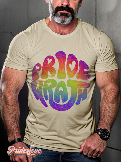 Men’s Pride And Wrath Gay Casual Print T-Shirt Sand / S
