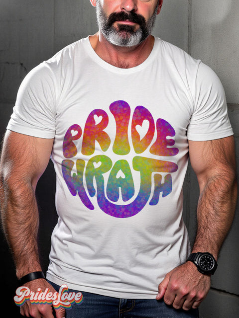 Men’s Pride And Wrath Gay Casual Print T-Shirt White / S