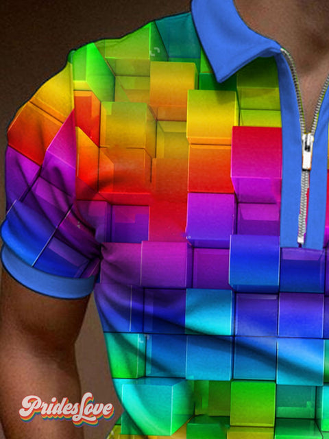 Men’s Rainbow 3D Art Patterns Polo Shirt