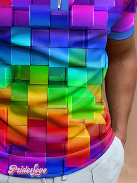 Men’s Rainbow 3D Art Patterns Polo Shirt