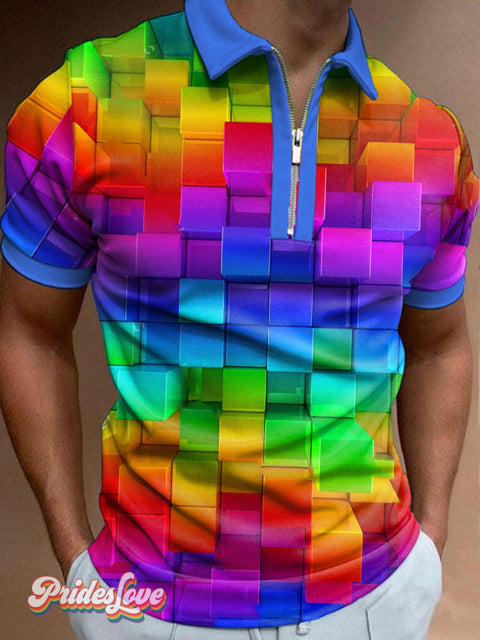 Men’s Rainbow 3D Art Patterns Polo Shirt Colorful / S