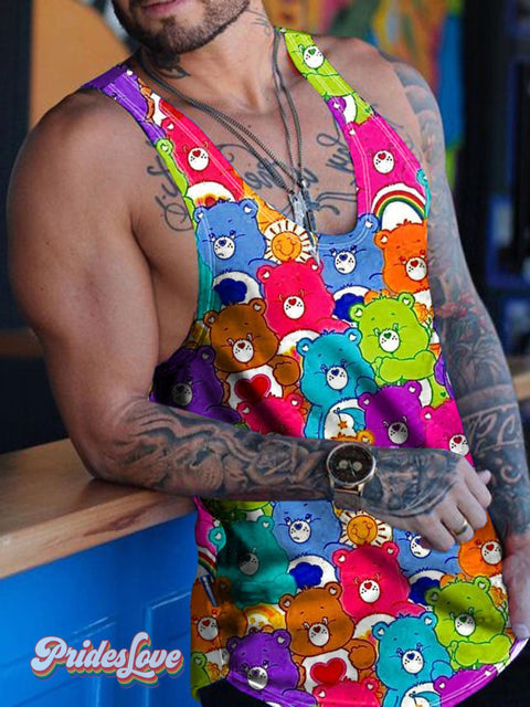 Men’s Rainbow Bear Pride LGTB Tank Top Colorful / S