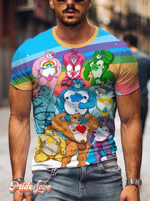 Men’s Rainbow Bears Print Short Sleeve T-shirt Color / S