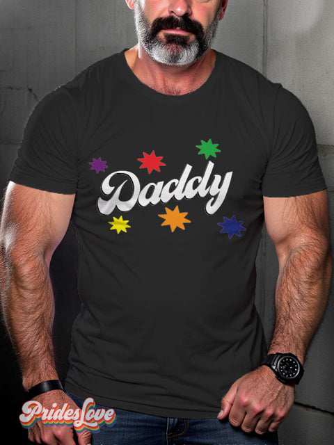 Men’s Rainbow Daddy LGBT Gay Pride Art Casual Print T-shirt Black / S