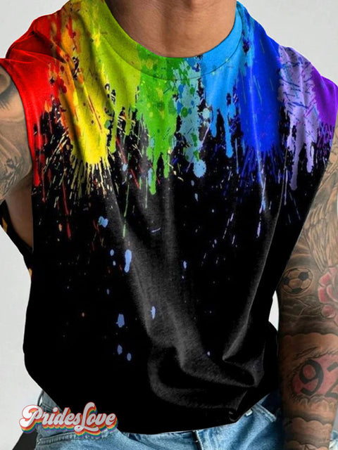 Men’s Rainbow Gradient Lgbt Gay Pride Wide Shoulder Vest
