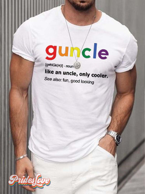 Men’s Rainbow Guncle Print Cotton T-Shirt White / S