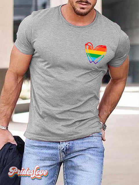 Men’s Rainbow Love T-Shirt Grey / S