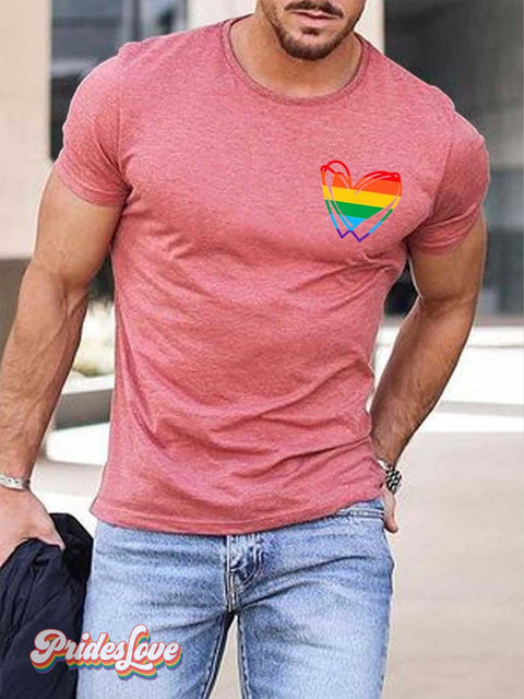 Men’s Rainbow Love T-Shirt Pink / S
