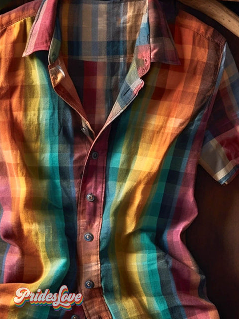 Men’s Rainbow Plaid Shirt