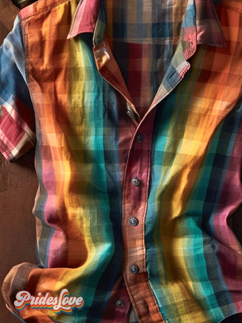 Men’s Rainbow Plaid Shirt