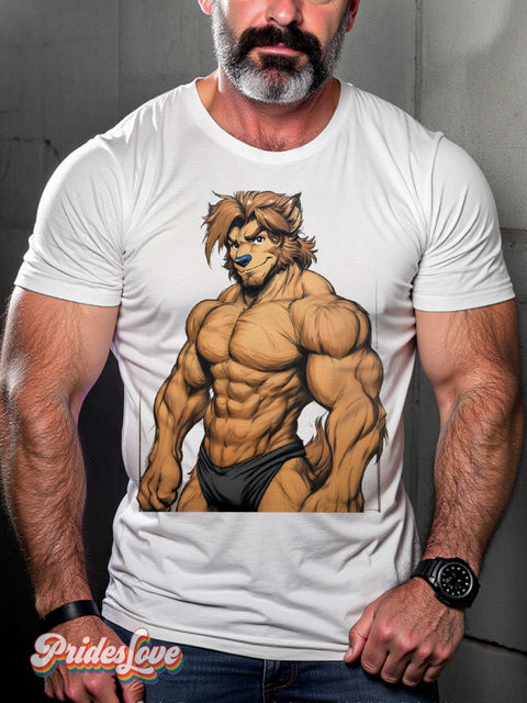 Men’s Retro Bear Gay Muscle Briefs Lgbt Printed T-Shirt Multicolor / S