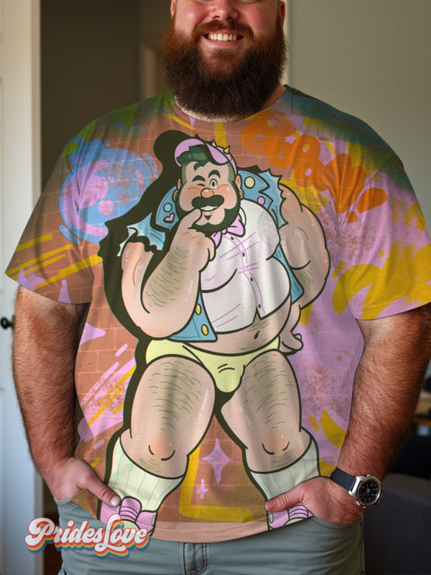 Men’s Retro Fat Cartoon Cute Gay Lgbt Print T-Shirt Multicolor / S