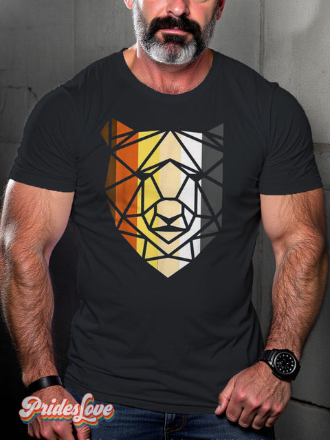 Men’s Retro Gay Bear Lines Geometric Pattern Lgbt Print T-Shirt Multicolor / S