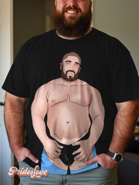 Men’s Retro Gay Beard Big Belly Lgbt Printed Cotton T-Shirt Multicolor / S