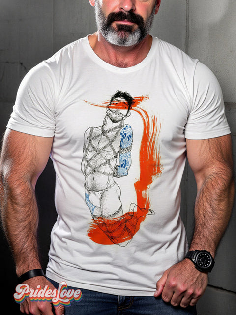 Men’s Retro Gay Bondage Tattoo Ink Lgbt Print T-Shirt Multicolor / S