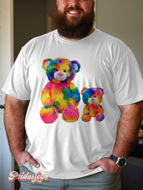 Men’s Retro Gay Colorful Bear Gradient Cute LGBT Print T-shirt Multicolor / S