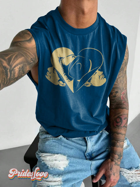 Men’s Retro Gay Cowboy Hat Stitching LGBT Wide Shoulder Vest Multicolor / S