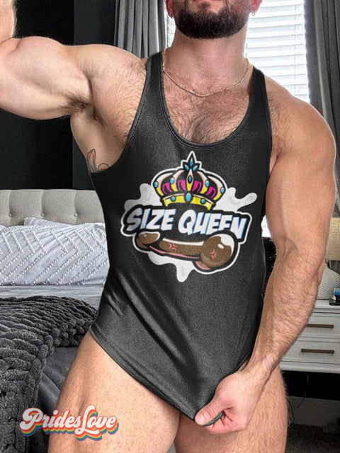 Men’s Retro Gay Dick Crown Pattern Printed 100% Cotton Casual Vest Multicolor / S
