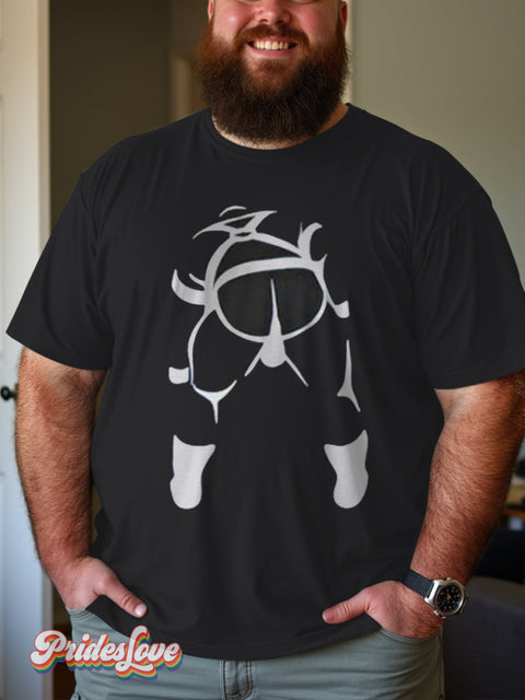 Men’s Retro Gay Fat Man Back To Ass Bondage Line Lgbt Printed Casual T-Shirt Multicolor / S