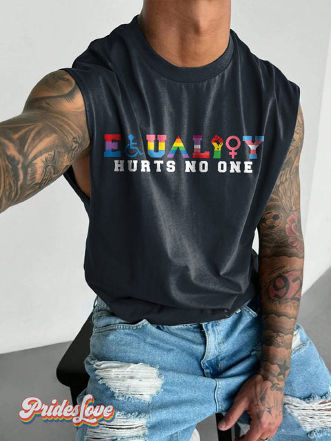 Men’s Retro Gay Logo Stitching Slogan Colorful LGBT Wide Shoulder Vest Multicolor / S