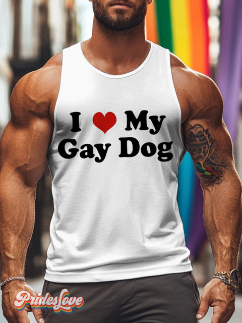 Men’s Retro Gay Love Slogan Simple LGBT Print Vest Multicolor / S