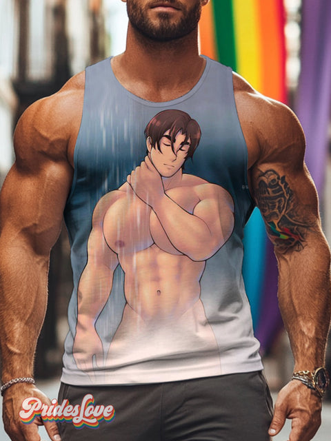 Men’s Retro Gay Muscle Hazy Nude Developed LGBT Tank Top Multicolor / S