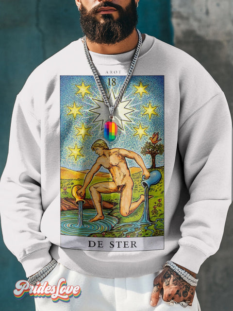 Men’s Retro Gay Naked Water Pouring Oil Painting Lgbt Printed Casual Sweatshirt Multicolor / S