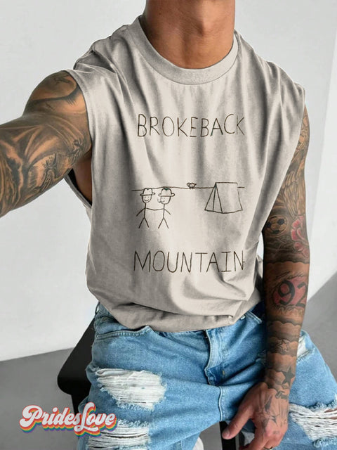 Men’s Retro Gay Simple Slogan Cartoon LGBT Wide Shoulder Vest Multicolor / S