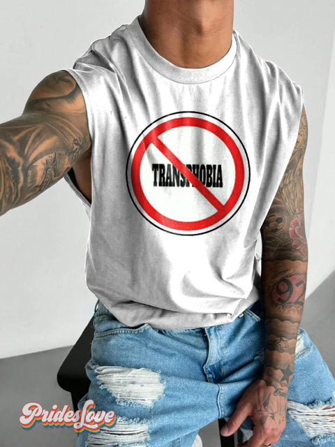 Men’s Retro Gay Slogan Ban LGBT Wide Shoulder Vest Multicolor / S