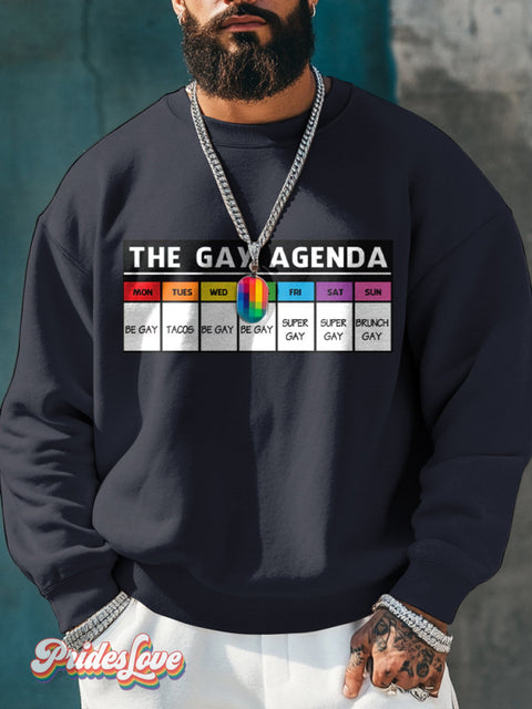 Men’s Retro Gay Slogan Date Month Lgbt Print Casual Sweatshirt